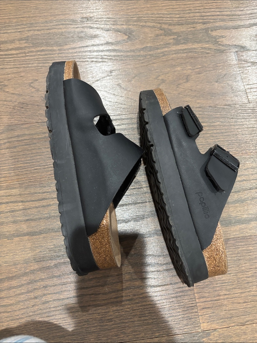 Papillio Black Double-Buckle Slide Sandals - Picture 4 of 4